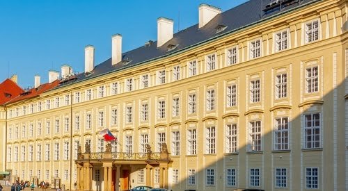 Old royal palace in Prague Castle courtyard, Czech Republic